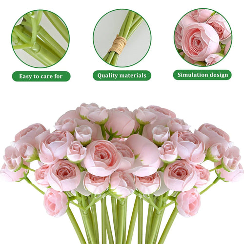 18Pcs Ranunculus Artificial Flowers Arrangement Wedding Bouquet Home Party Decor