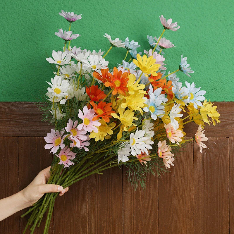Artificial Silk Daisy Flower with Long Stems for Home Decor Indoor Outside Table
