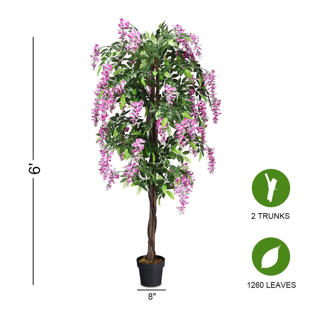 6 FT Artificial Wistera Silk Tree Pink Flower Indoor Outdoor Home Décor